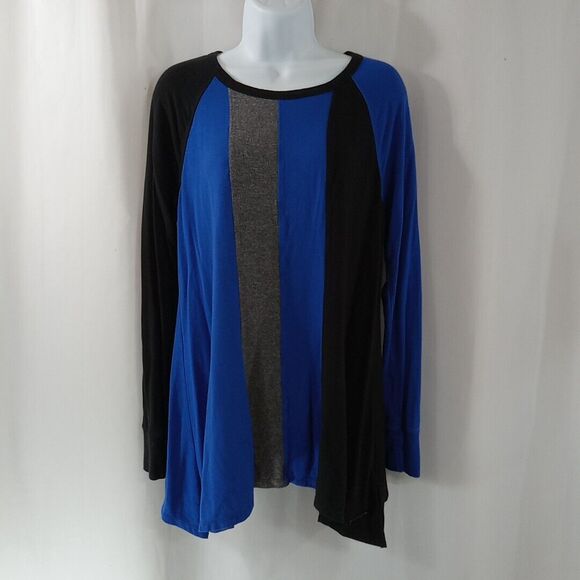 Calvin Klein Performance Stretch Shirt Women's Size Large Striped - Picture 1 of 10